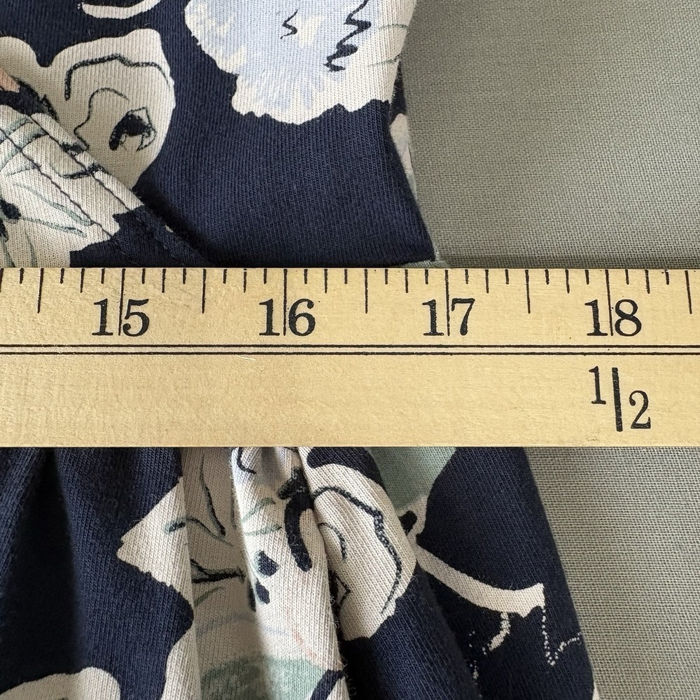 Pact Organic Cotton Floral Faux Wrap Dress XXL Navy Pink Short Sleeve Stretch - Picture 10 of 14